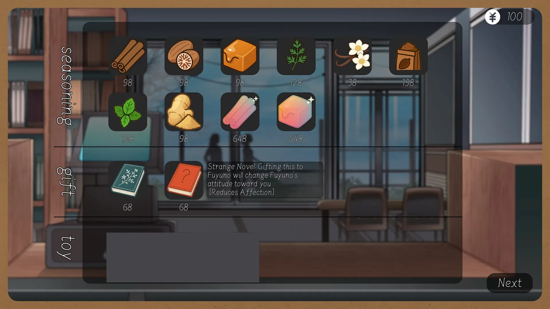 Serendipity Bookshop gameplay screenshot 1 (Ren'Py adult game) by Cat Language/NekoGotoStudio – free download