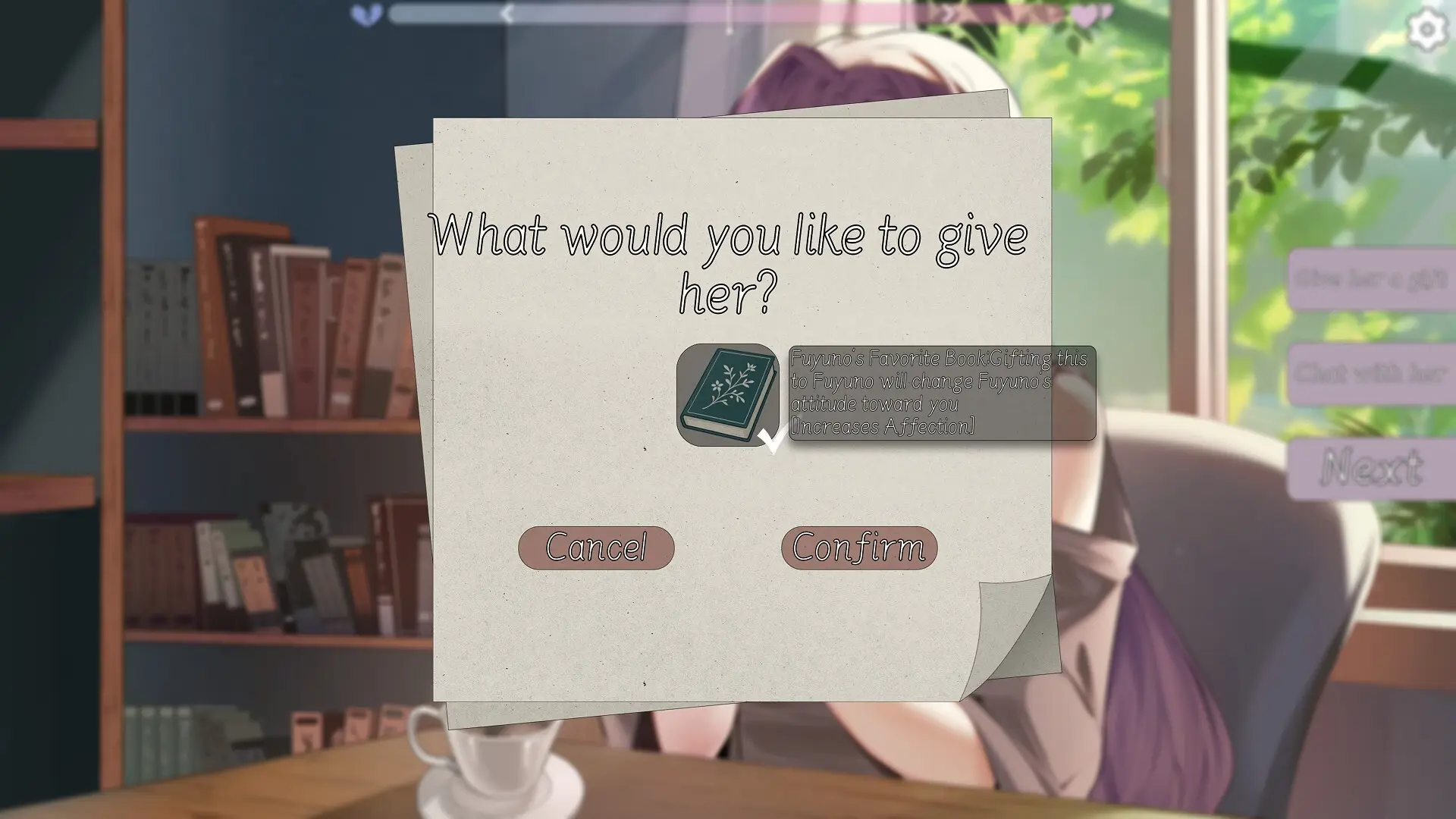 Serendipity Bookshop gameplay screenshot 4 (Ren'Py adult game) by Cat Language/NekoGotoStudio – free download