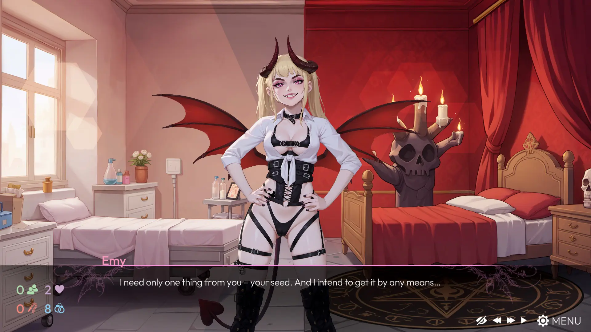 EmyLiveShow Origins: Emy the Vampire Queen gameplay screenshot 13 (Ren'Py adult game) by Team Emily – free download