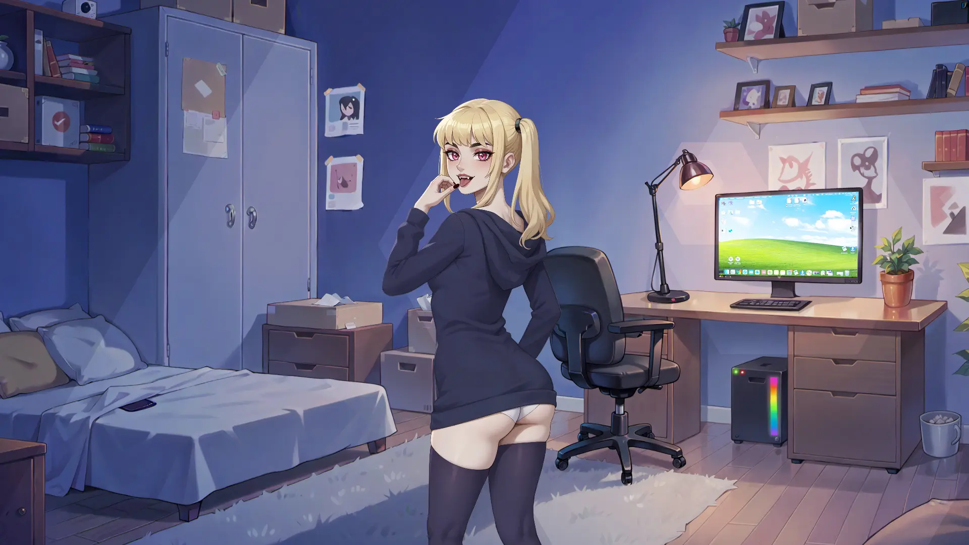EmyLiveShow Origins: Emy the Vampire Queen gameplay screenshot 4 (Ren'Py adult game) by Team Emily – free download