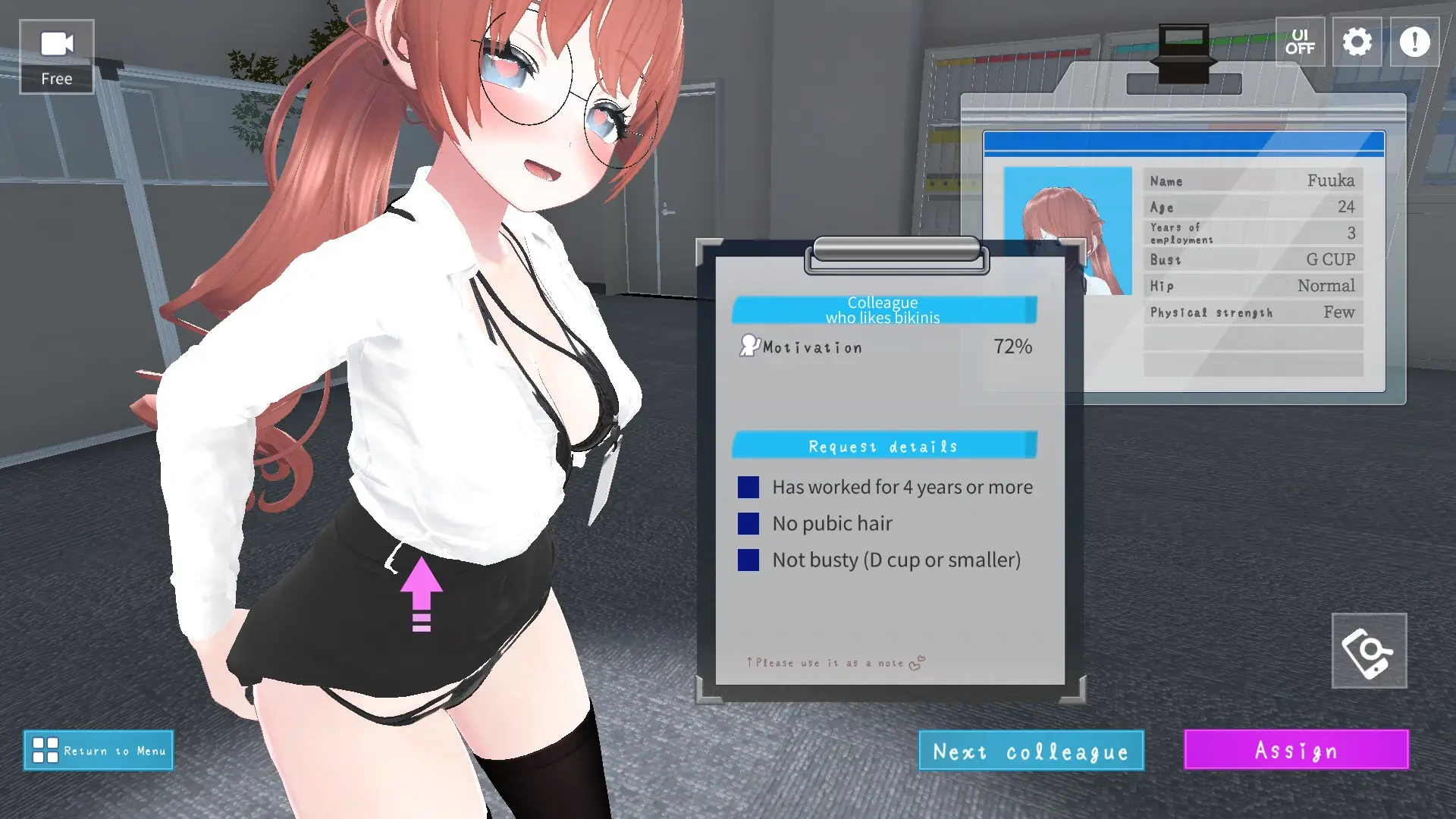 Let’s Start Managing the Sexual Relief Department! gameplay screenshot 2 (Ren'Py adult game) by MukudoriGames /むくどりGames – free download