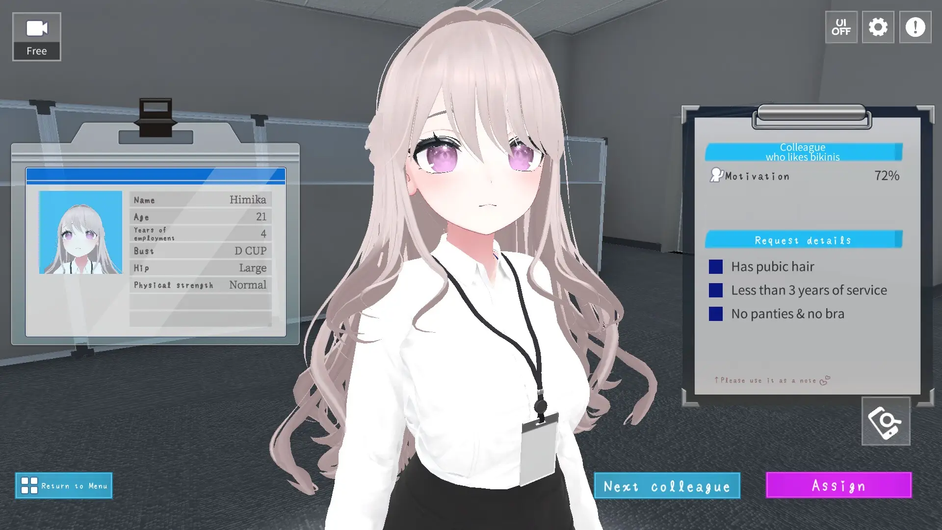 Let’s Start Managing the Sexual Relief Department! gameplay screenshot 6 (Ren'Py adult game) by MukudoriGames /むくどりGames – free download