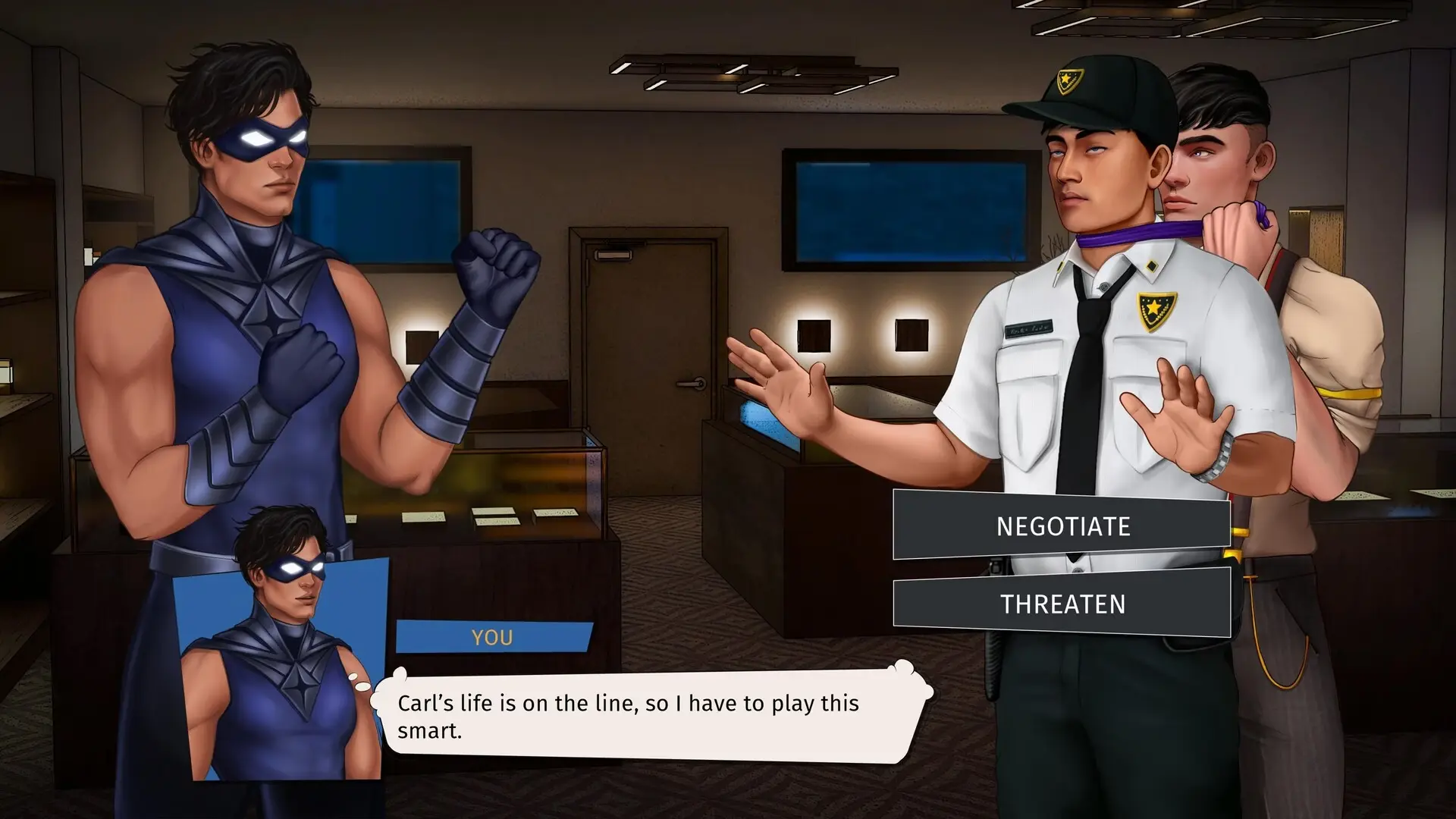 Mask City- Chapter Zero gameplay screenshot 4 (Ren'Py adult game) by Powersteal Interactive – free download