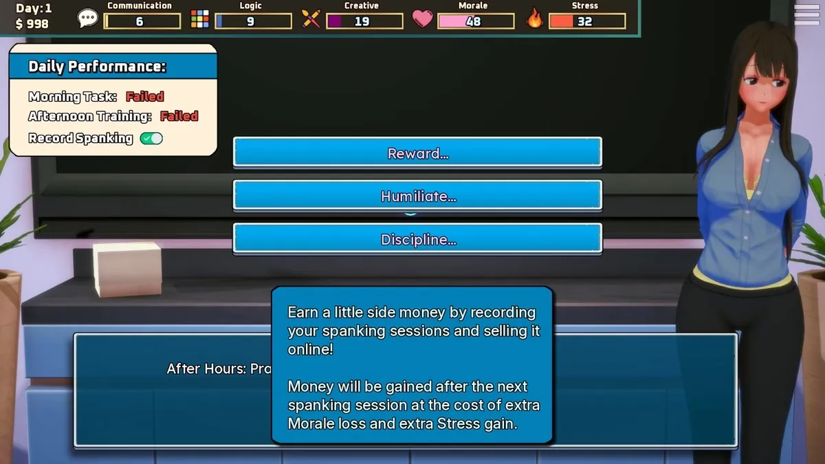 Mandatory Manager gameplay screenshot 3 (Ren'Py adult game) by Kana – free download