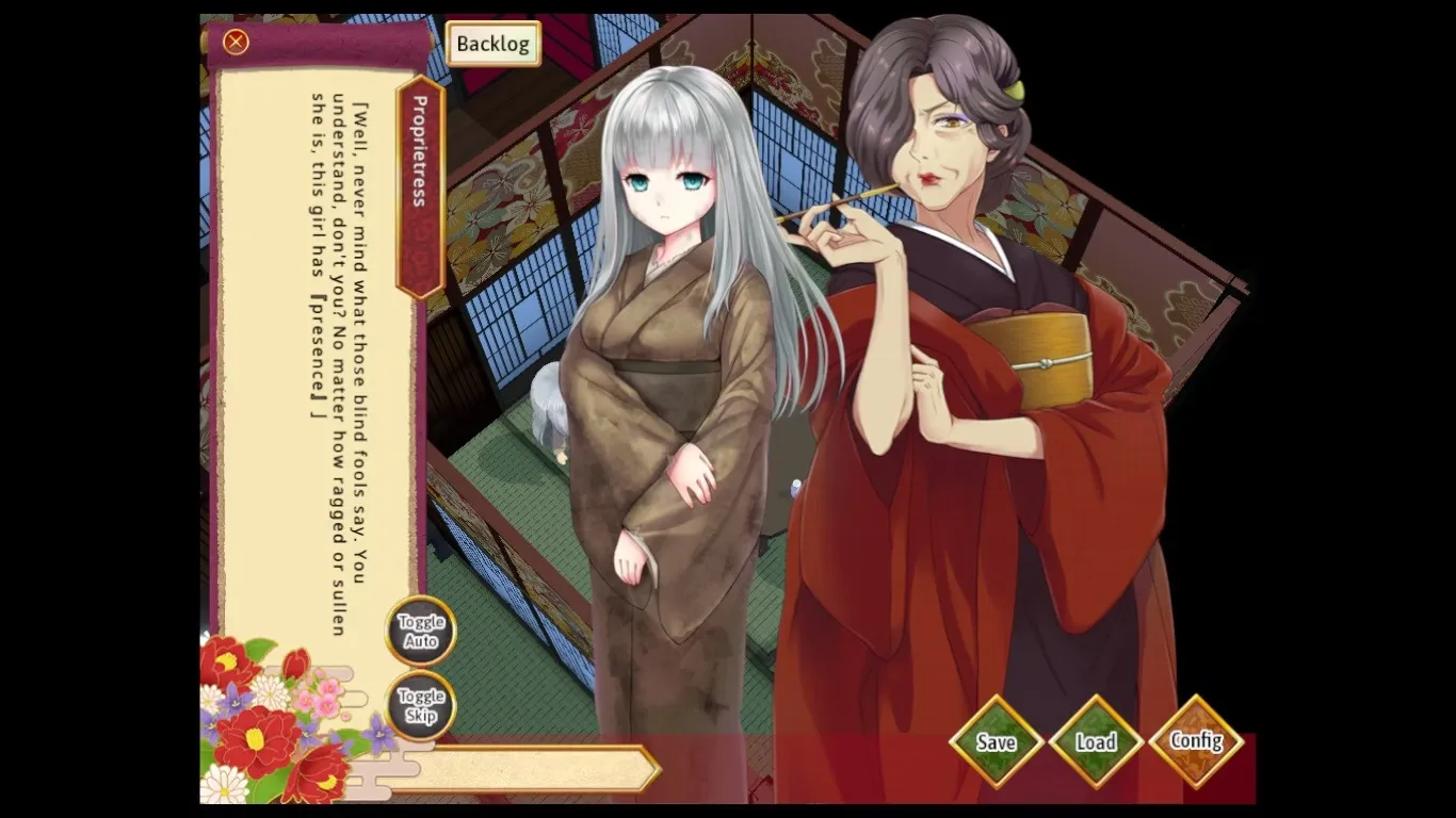 Chihaya, the Girl of the Flower District gameplay screenshot 2 (Ren'Py adult game) by Dieselmine – free download
