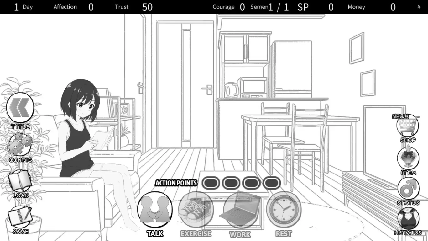 Life in a Secret Share House gameplay screenshot 5 (Ren'Py adult game) by One Up/わんあっぷ – free download