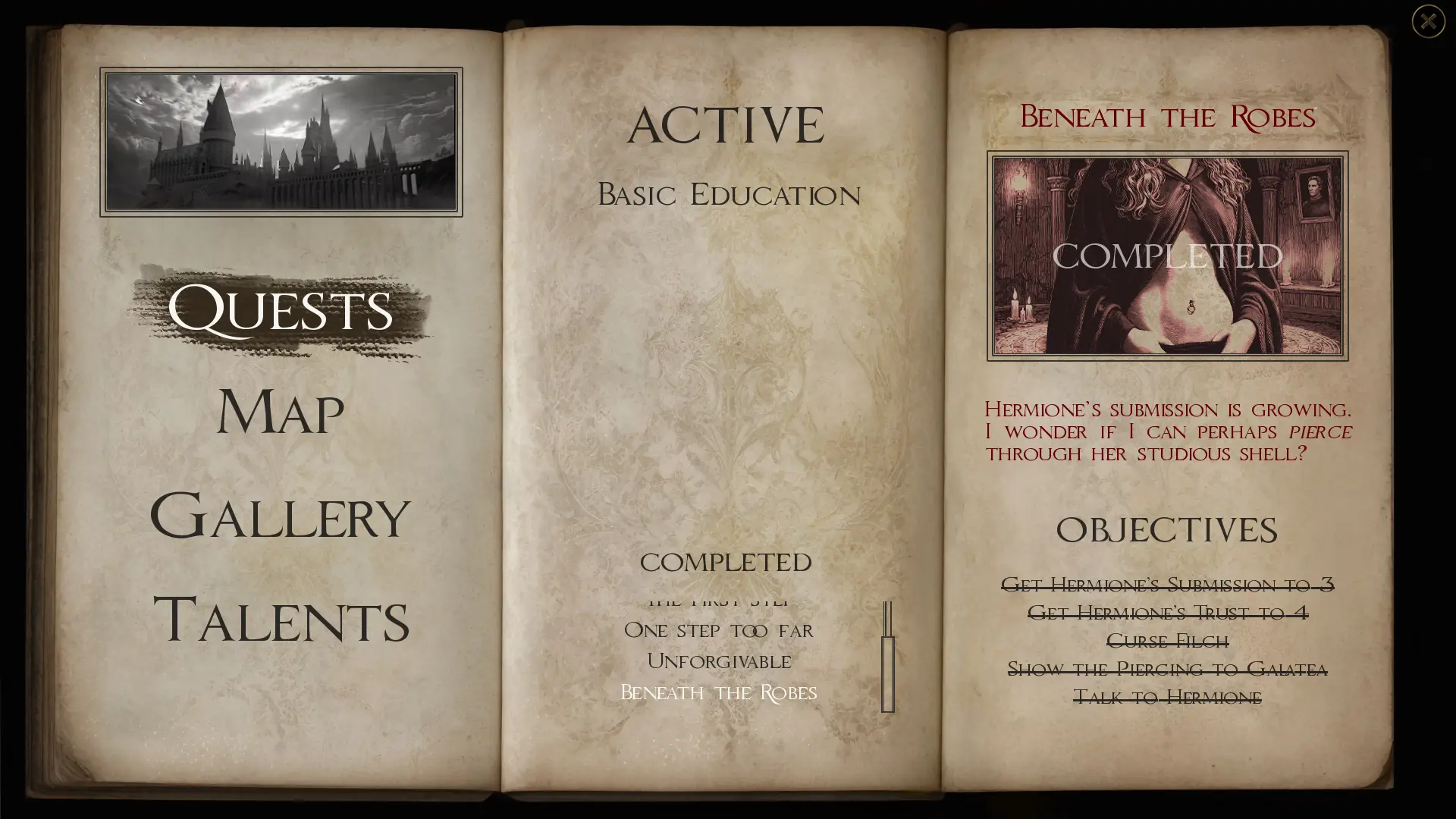 With Hermione gameplay screenshot 13 (Ren'Py adult game) by Telegram – free download