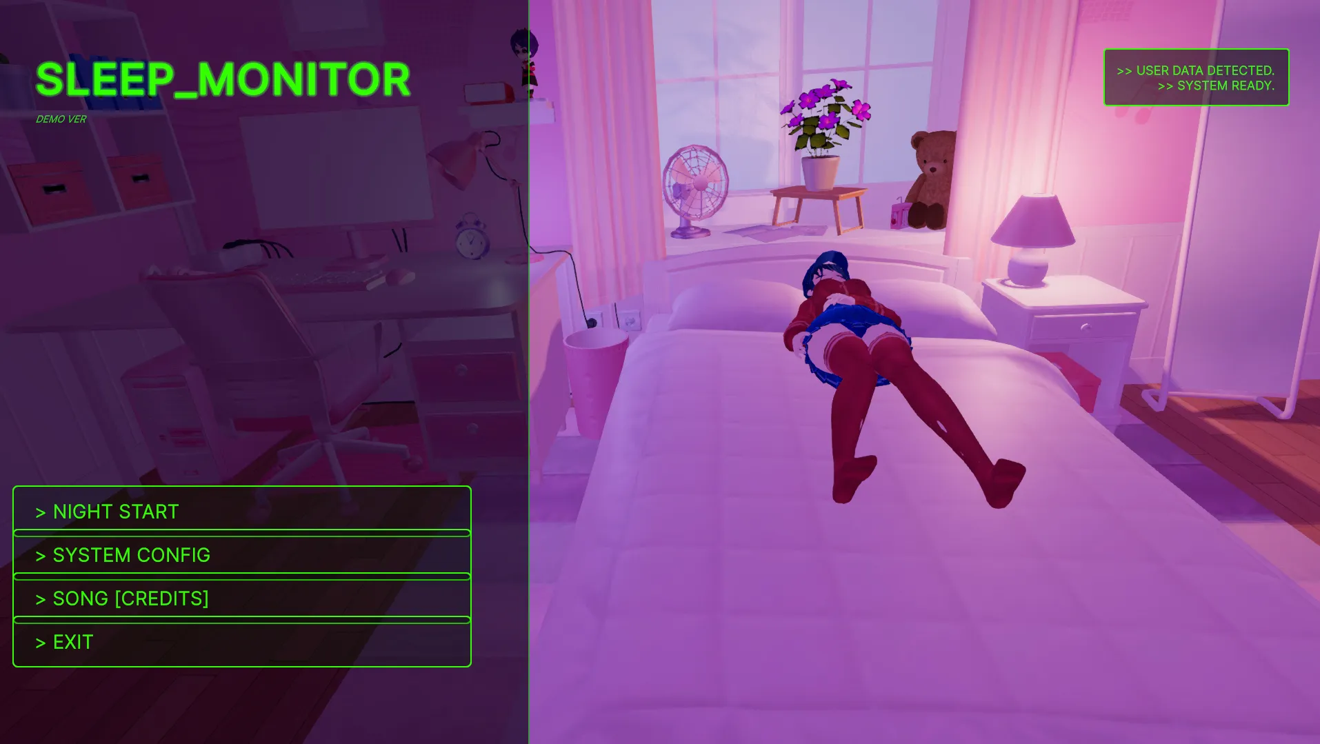 Sleep Monitor gameplay screenshot 1 (Ren'Py adult game) by DashyDash – free download