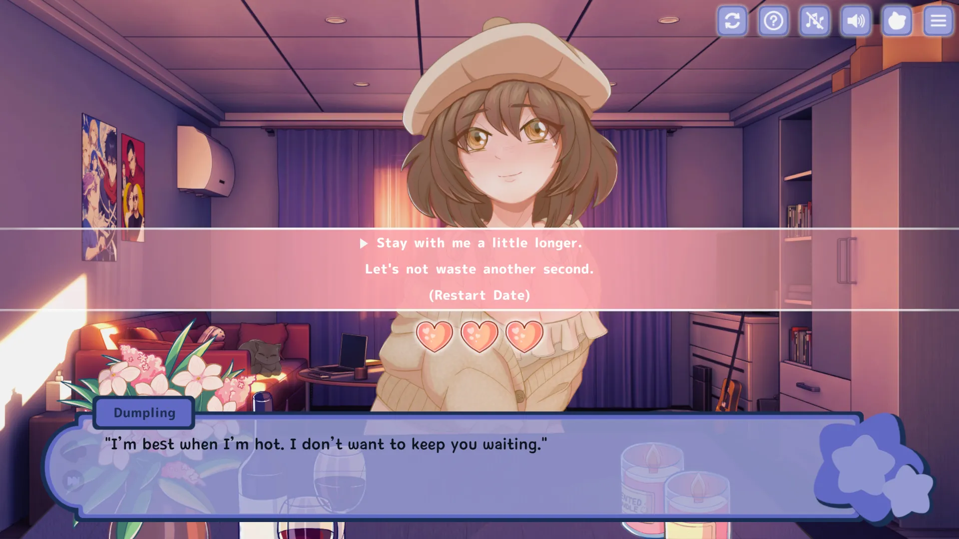 Tasty Bite: Food Dating Simulator gameplay screenshot 4 (Ren'Py adult game) by DuckMemeticsGames – free download
