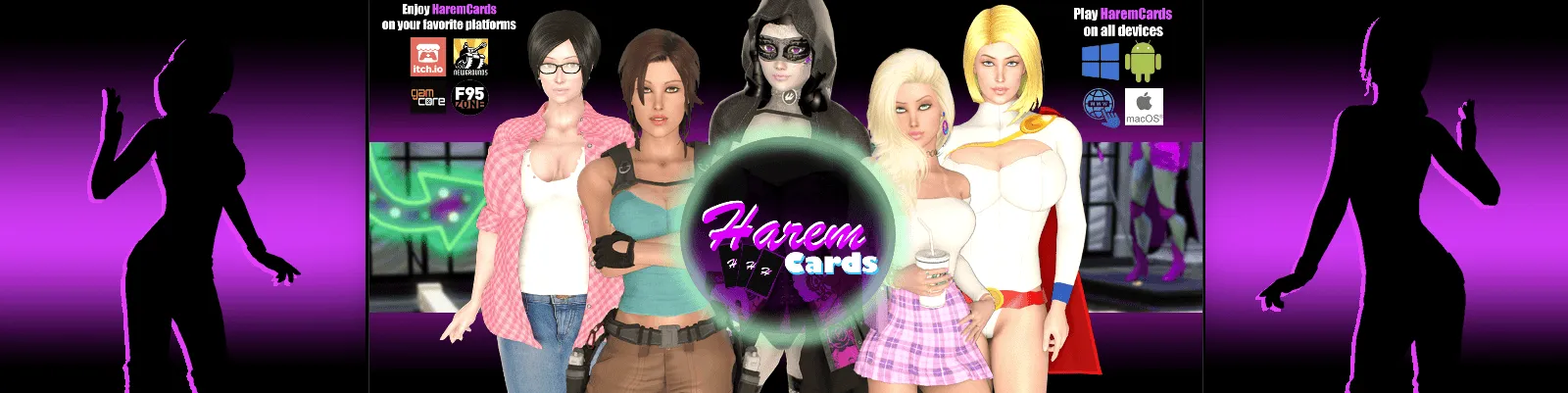 HaremCards cover 1.1 DLC – Ren'Py adult game by Pink Palm Production free download