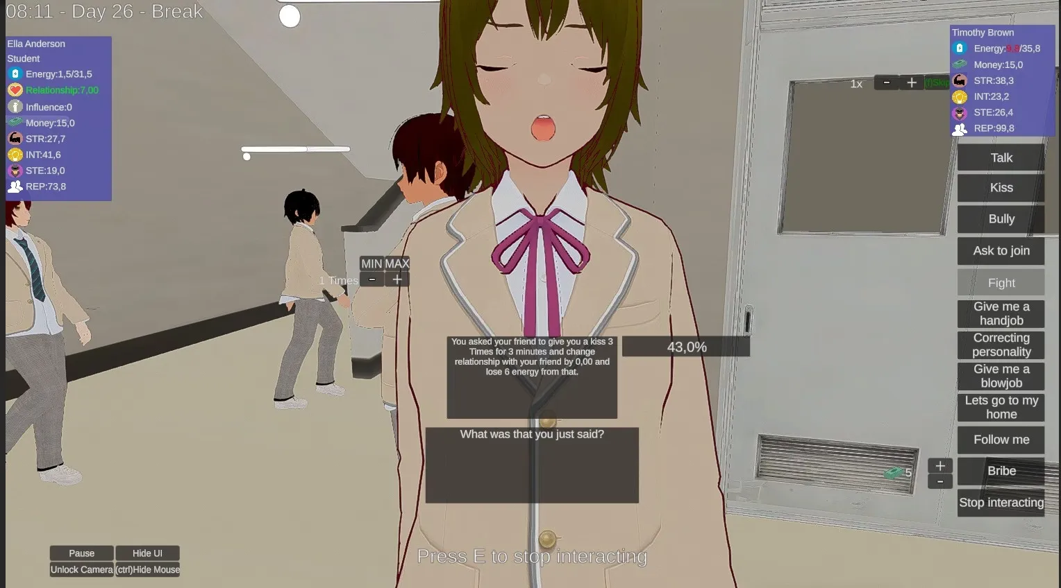King of the School gameplay screenshot 3 (Ren'Py adult game) by Azteca – free download