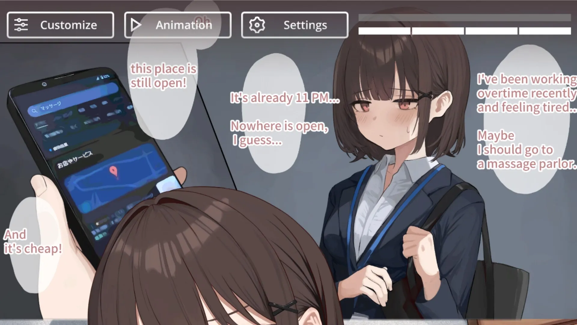 Sketchy Massage gameplay screenshot 2 (Ren'Py adult game) by OZ WORKS – free download