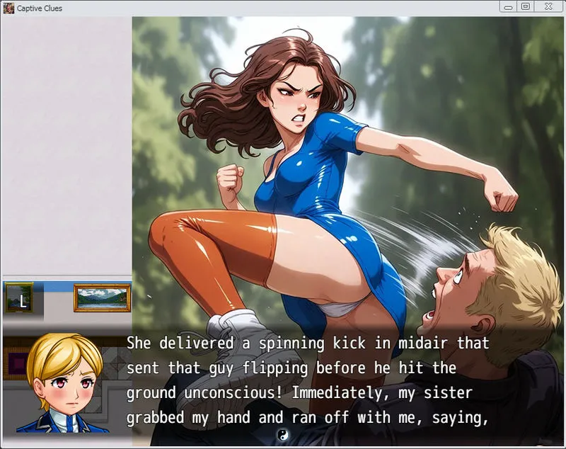 Captive Clues: Kidnapping turns into Temptation! gameplay screenshot 7 (Ren'Py adult game) by SownsM Deviantart – free download