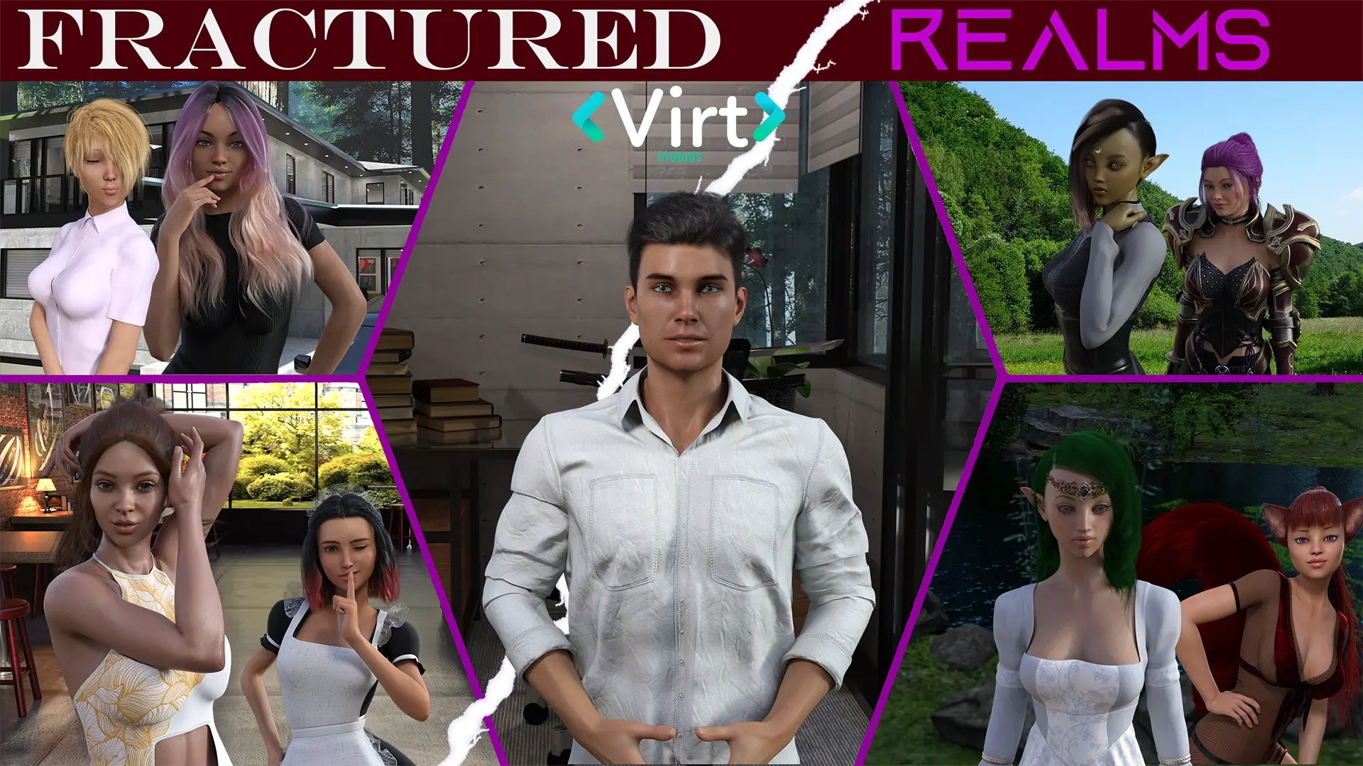 Fractured Realms cover 0.6.2 – Ren'Py adult game by Virt Studios free download