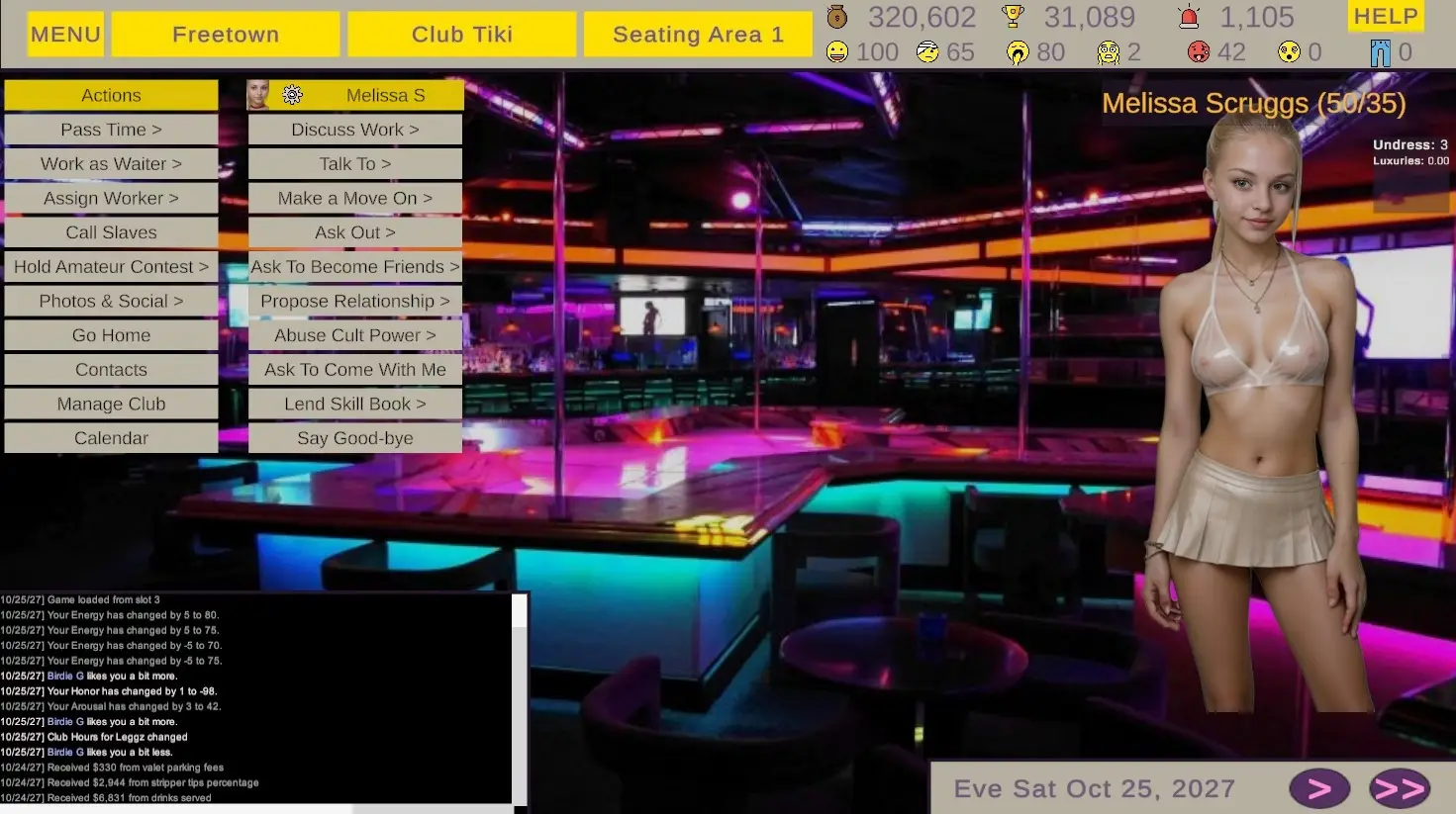 Strip Club Wars gameplay screenshot 6 (Ren'Py adult game) by Total Fluke Studios F95zone – free download