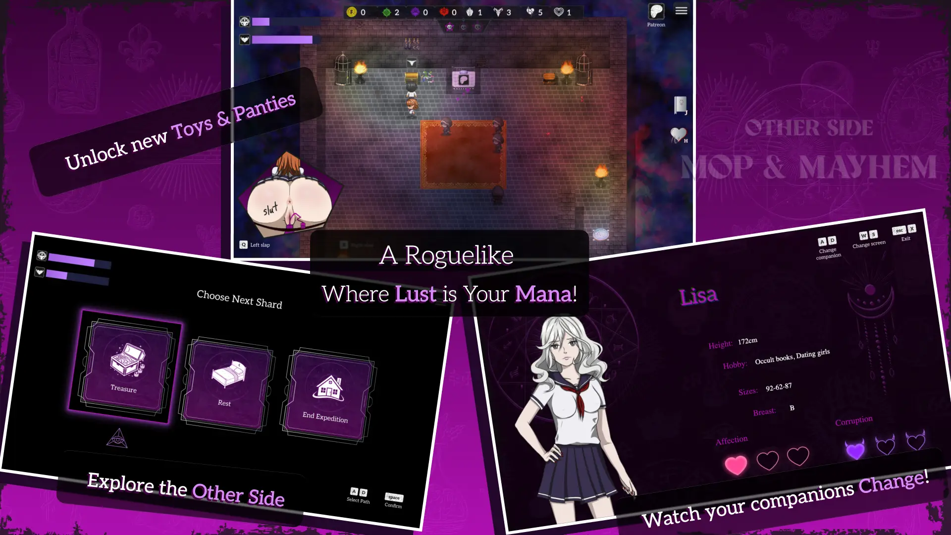 Other Side: Mop & Mayhem gameplay screenshot 2 (Ren'Py adult game) by lustoriagames – free download