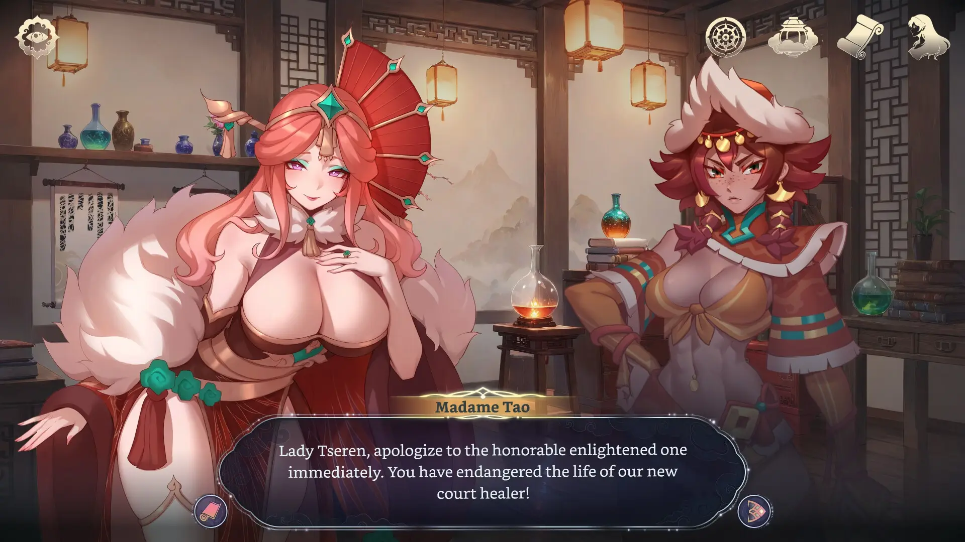 Harem Fantasy gameplay screenshot 1 (Ren'Py adult game) by Sweet buns – free download
