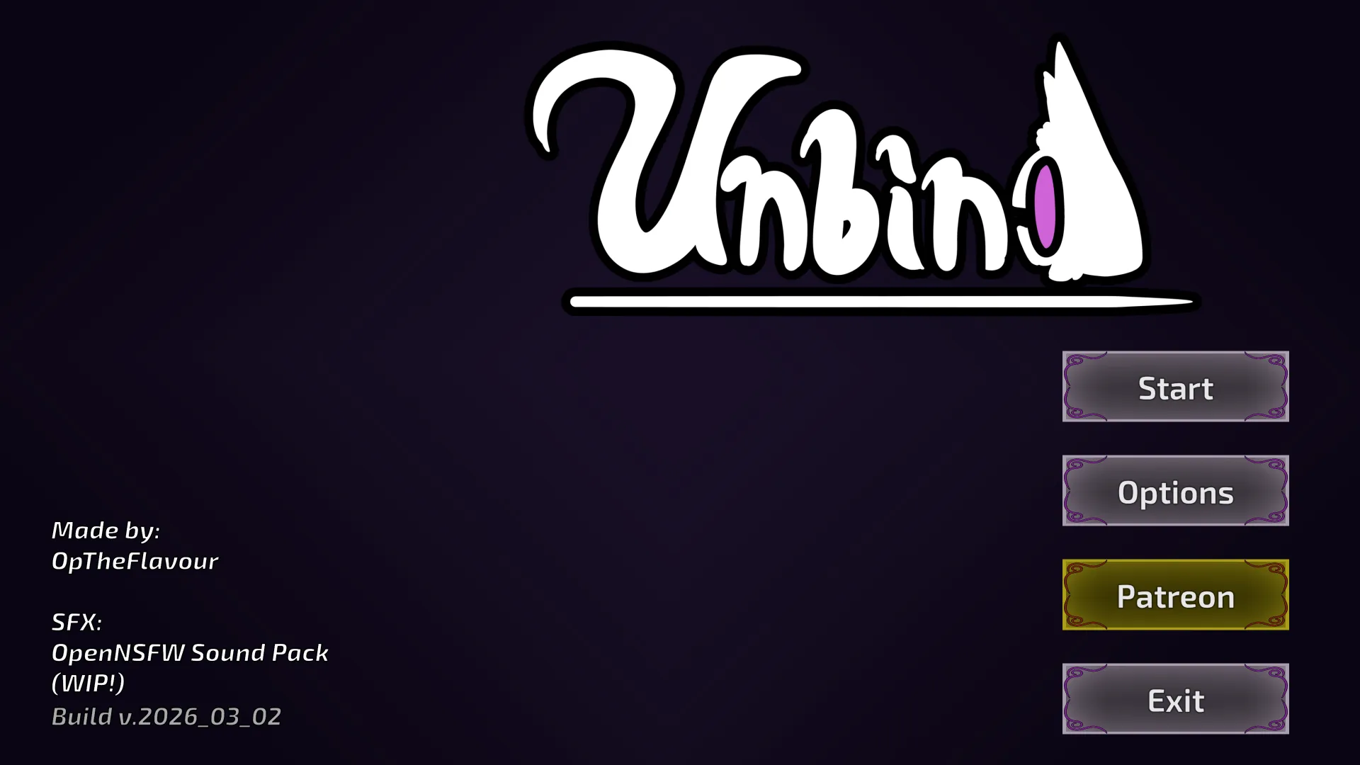 Unbind cover 2026-09-06 demo – Ren'Py adult game by OpTheFlavour free download