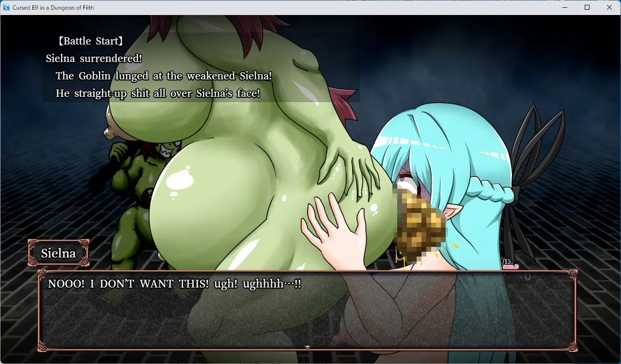 Cursed Elf in a Dungeon of Filth gameplay screenshot 1 (Ren'Py adult game) by Mother Nature Heavy Industries – free download