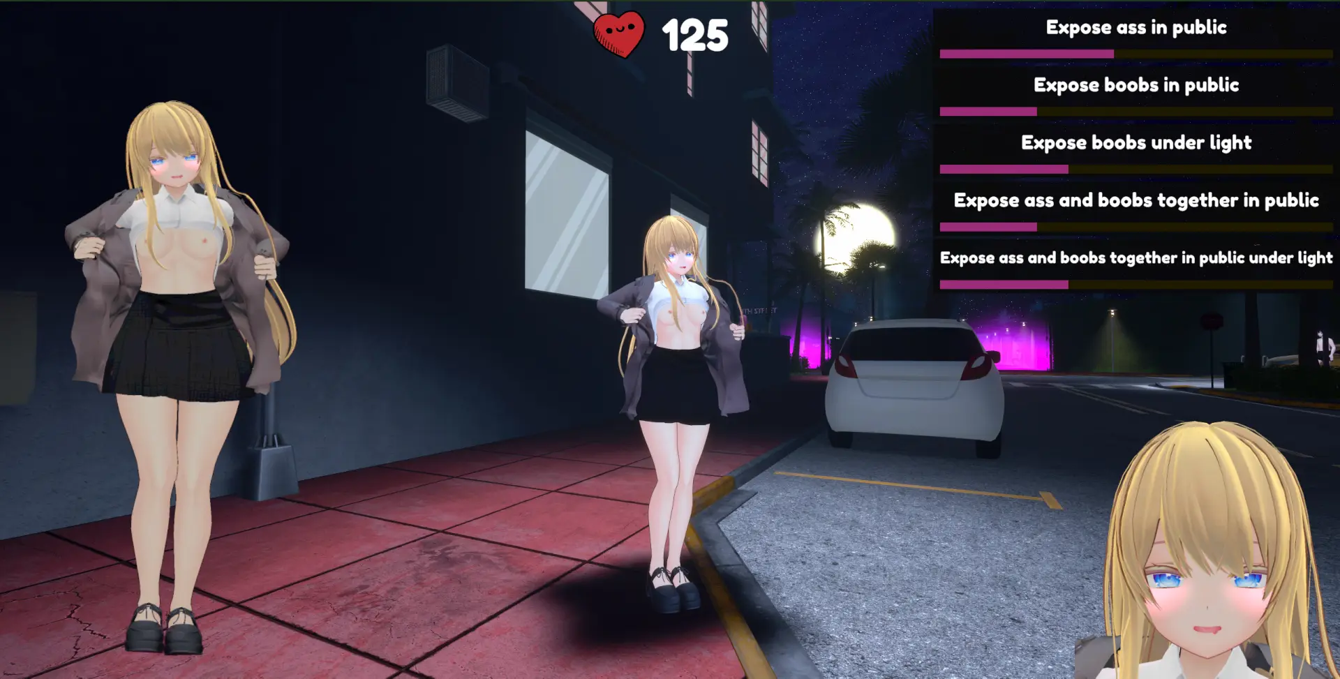 Moeka: Exposure’s Temptation gameplay screenshot 9 (Ren'Py adult game) by ShyGirlTeam – free download