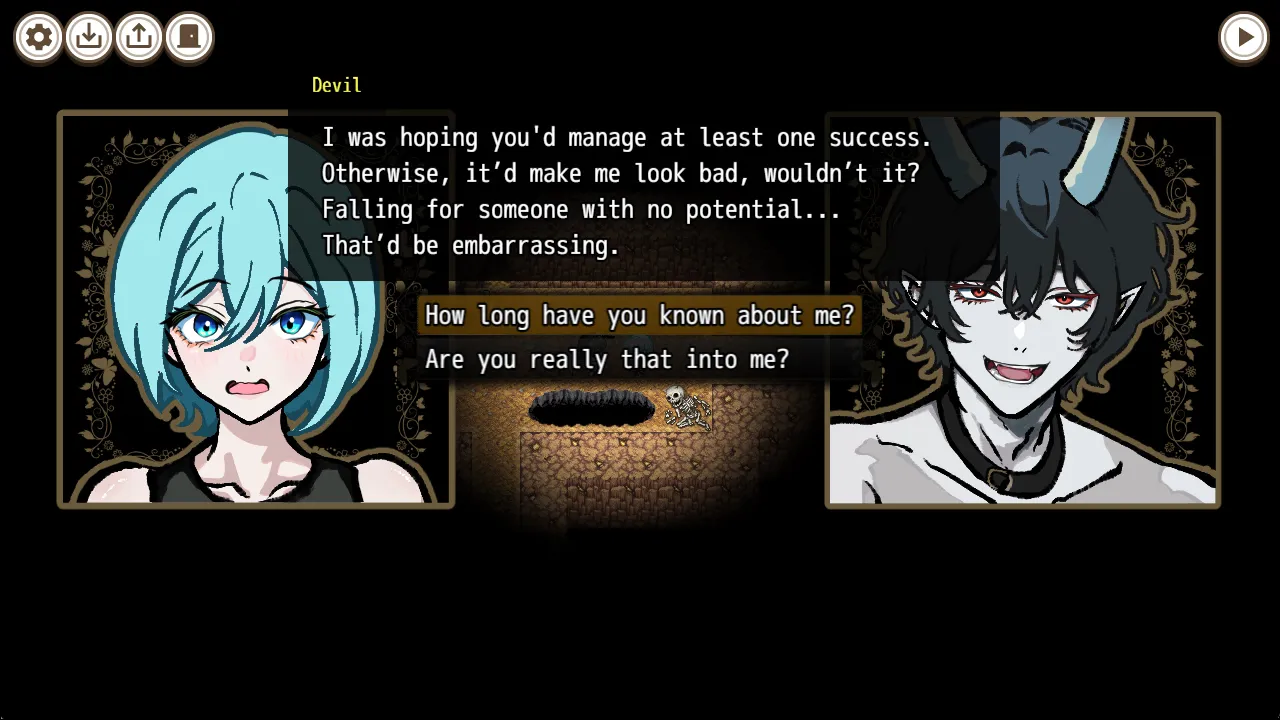 Devil and Pitfall gameplay screenshot 1 (Ren'Py adult game) by You're Special – free download
