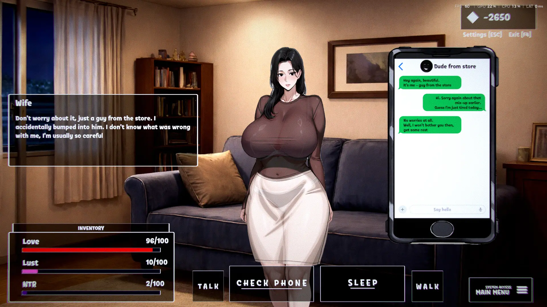 Mode: Life gameplay screenshot 10 (Ren'Py adult game) by LORA – free download