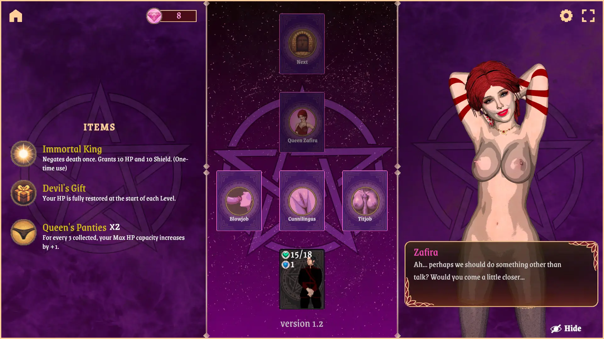 Crown of the Devil gameplay screenshot 5 (Ren'Py adult game) by Lust And Roll – free download