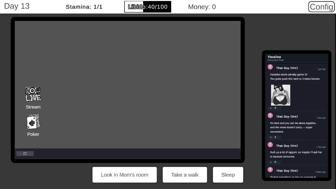 As a NEET, All I Can Do is Watch gameplay screenshot 1 (Ren'Py adult game) by Color fatigue – free download