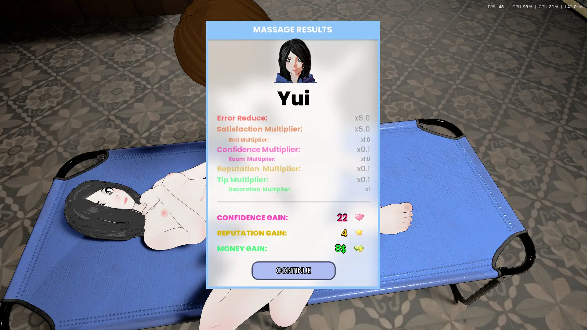 Lewd Massage gameplay screenshot 1 (Ren'Py adult game) by TheAesthetik – free download