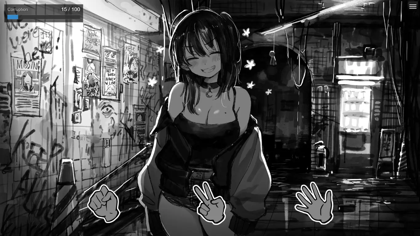 Noko’s Lucky Rock-Paper-Scissors! gameplay screenshot 1 (Ren'Py adult game) by HoneyJam – free download